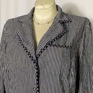 Talbots Hidden Button Pin Stripe Navy Blazer NWOT